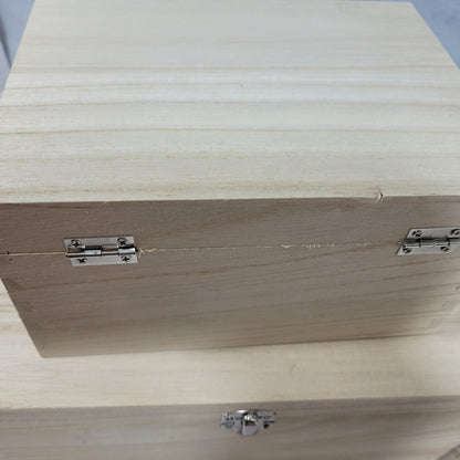 Seconds Slightly Imperfect Wooden Box With Hinged Lid Treasure Memory Chests Storage Metal Clasps - Choose Size