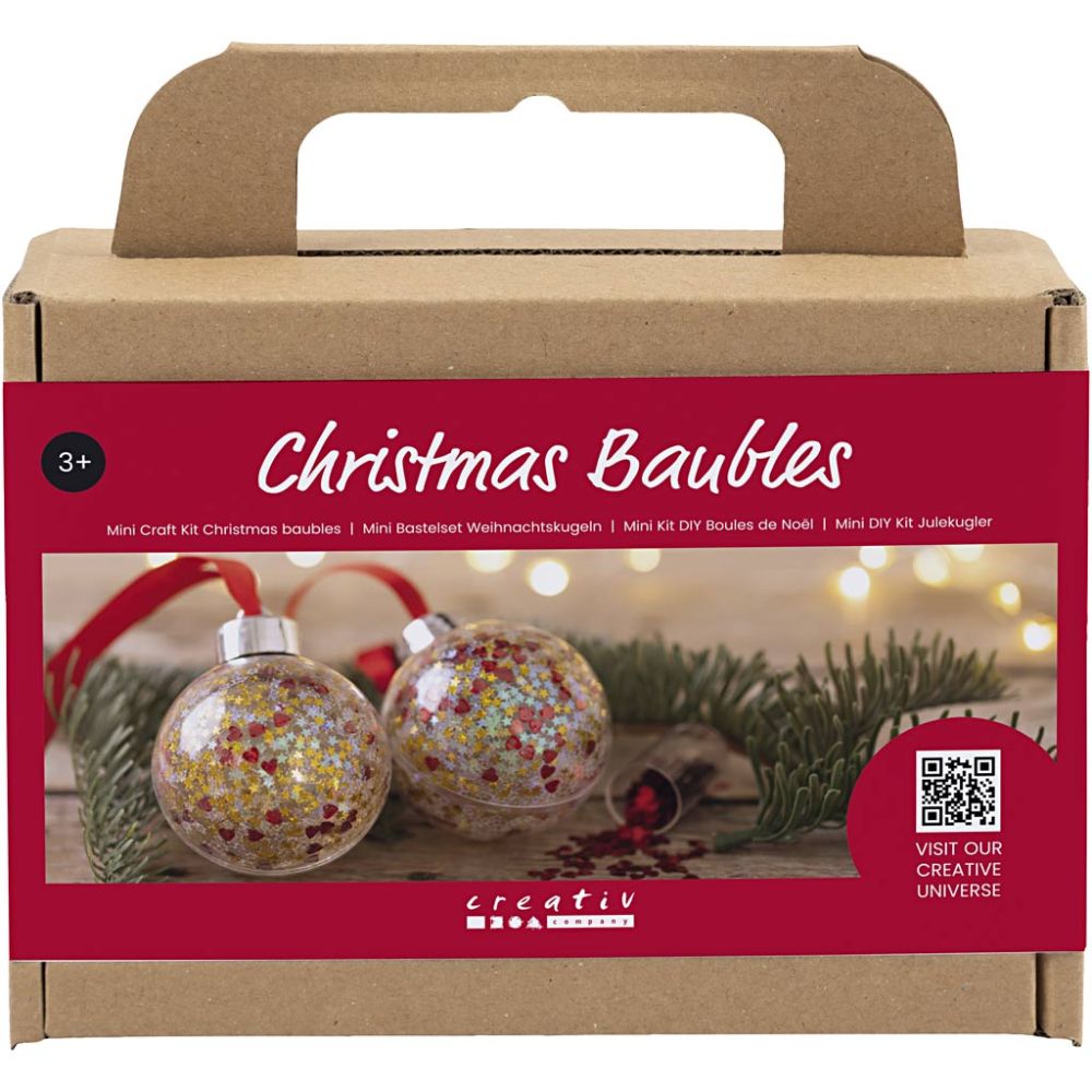 Sequinned Christmas Bauble Kit - Create 2 Glittering Decorations with Glue & Sequins - Home - Crafts