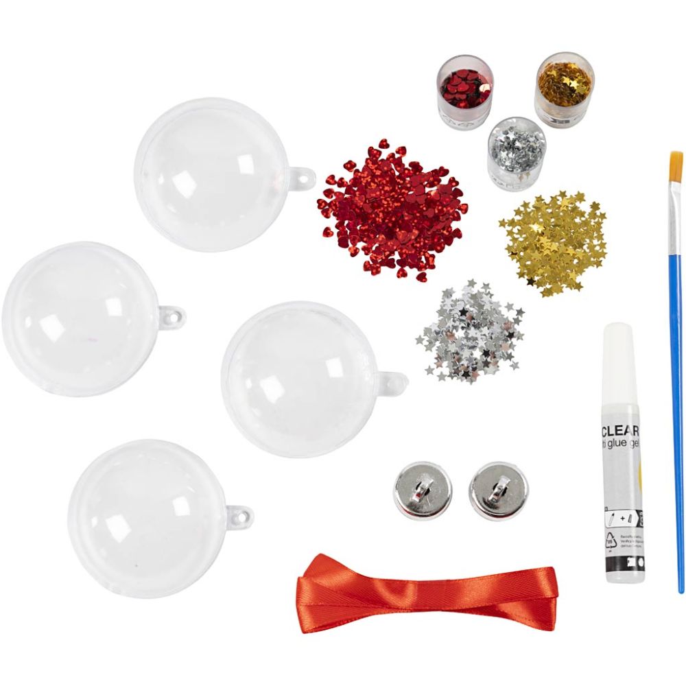 Sequinned Christmas Bauble Kit - Create 2 Glittering Decorations with Glue & Sequins - Home - Crafts