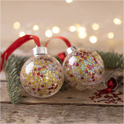Sequinned Christmas Bauble Kit - Create 2 Glittering Decorations with Glue & Sequins - Home - Crafts
