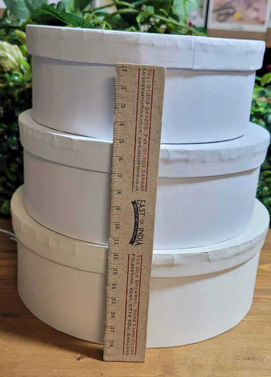 Set Of 3 Gift Boxes White Paper Mache Paint Personalise 21 cm 19 cm 17 cm - Home - Crafts