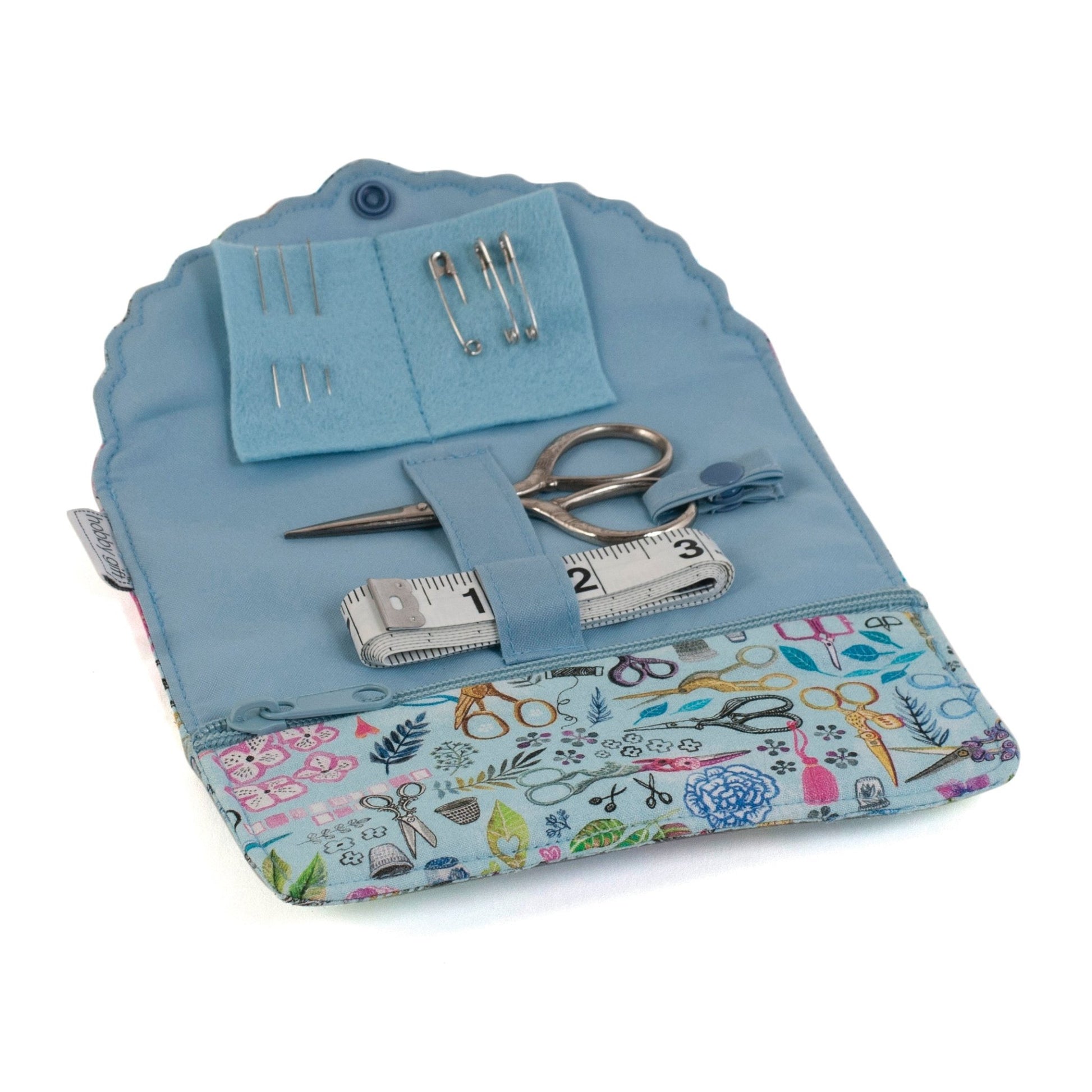 Sewing Scissors Sewing Kit - Scalloped Fold - Over Case with Zip Compartment - Home - Crafts