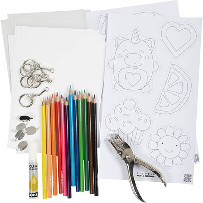 Shrink Plastic Accessories Kit - Create Keyrings & Brooches with Coloured Pencils - Home - Crafts