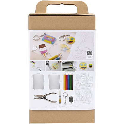 Shrink Plastic Accessories Kit - Create Keyrings & Brooches with Coloured Pencils - Home - Crafts