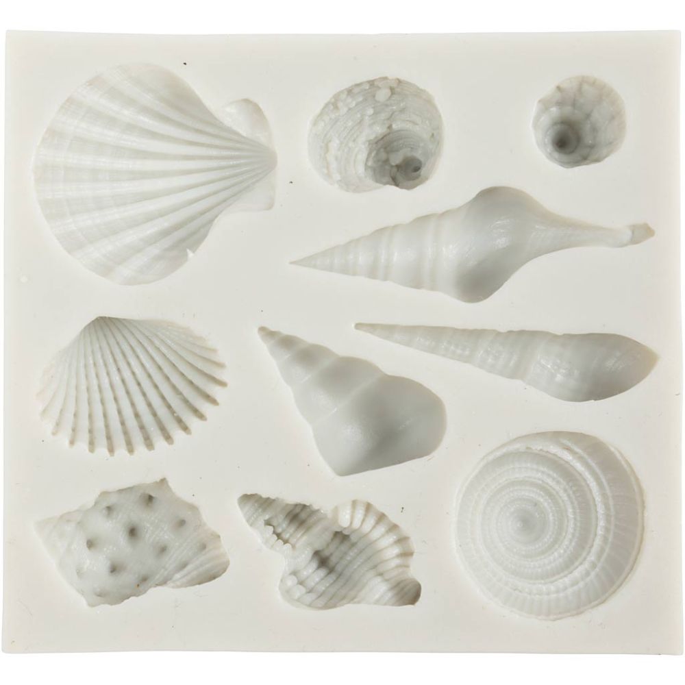 Silicone Mould - Conch & Shells Motif - For Jewellery, Soap & Resin Casting - 1 - 2.8cm - Home - Crafts