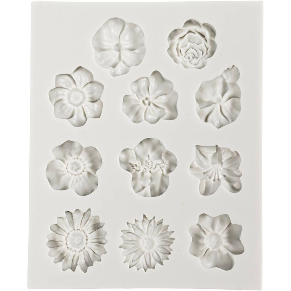 Silicone Mould - Daisies Motif - For Jewellery, Soap & Resin Casting - 2 - 2.5cm - Home - Crafts