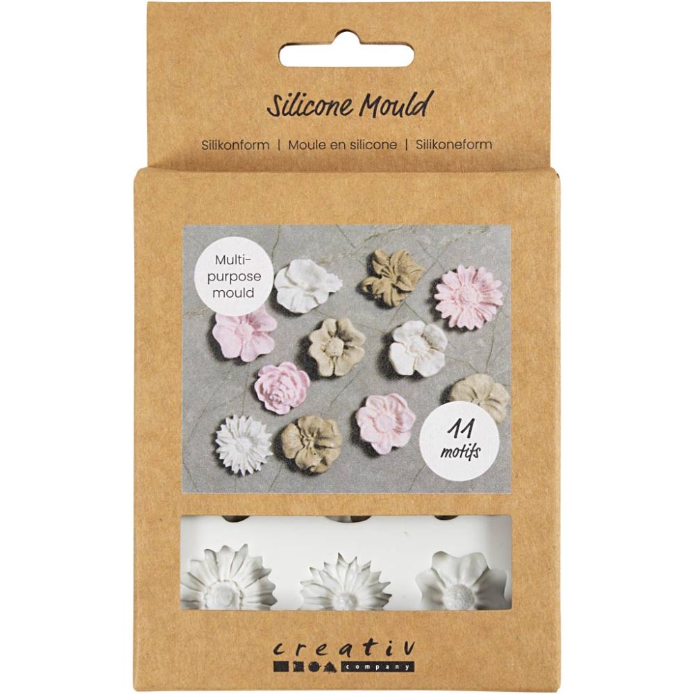 Silicone Mould - Daisies Motif - For Jewellery, Soap & Resin Casting - 2 - 2.5cm - Home - Crafts