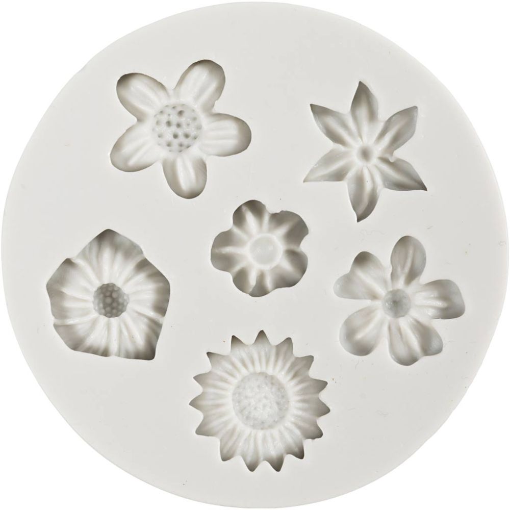 Silicone Mould - Flower Motif Set - For Jewellery, Soap & Resin Casting - 1.5 - 2.5cm - Home - Crafts