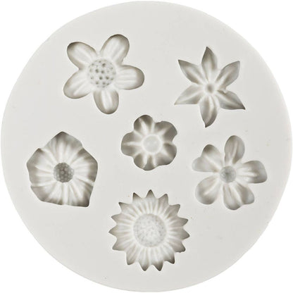 Silicone Mould - Flower Motif Set - For Jewellery, Soap & Resin Casting - 1.5 - 2.5cm - Home - Crafts