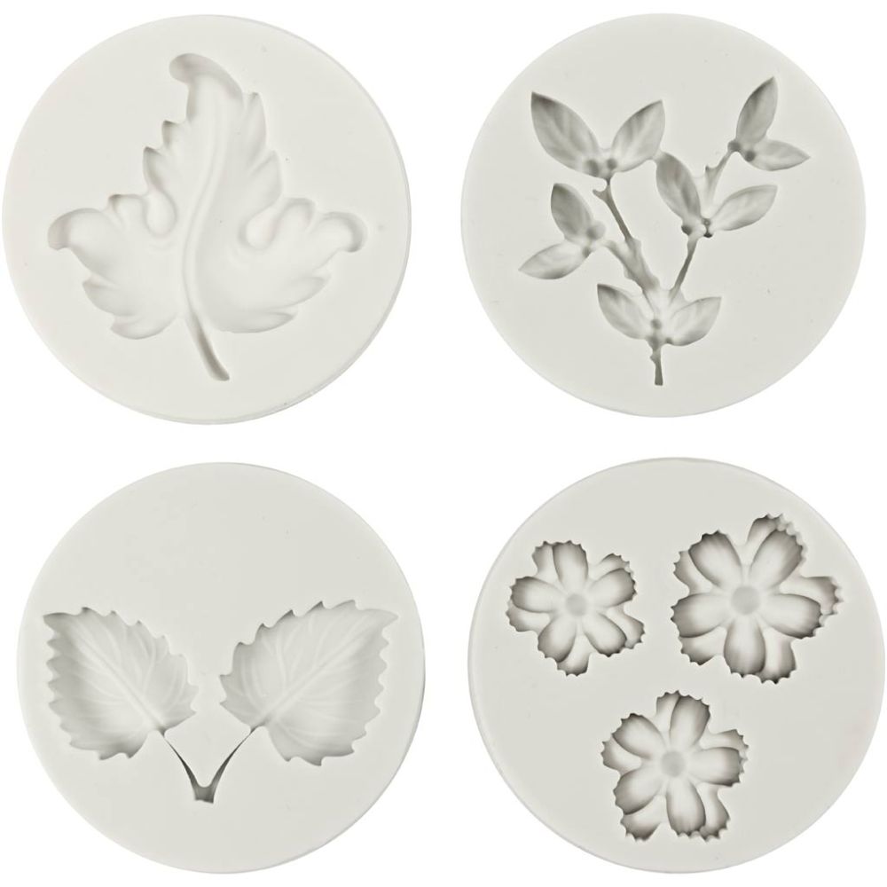 Silicone Mould - Leaves & Flowers 4pc Set - For Resin, Soap, Wax & Clay Casting - Home - Crafts