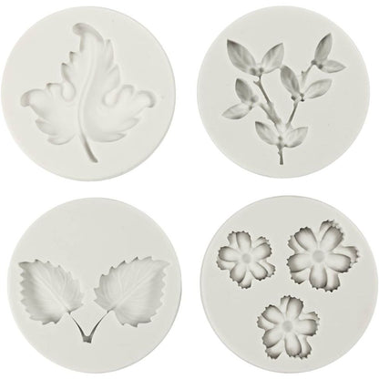 Silicone Mould - Leaves & Flowers 4pc Set - For Resin, Soap, Wax & Clay Casting - Home - Crafts