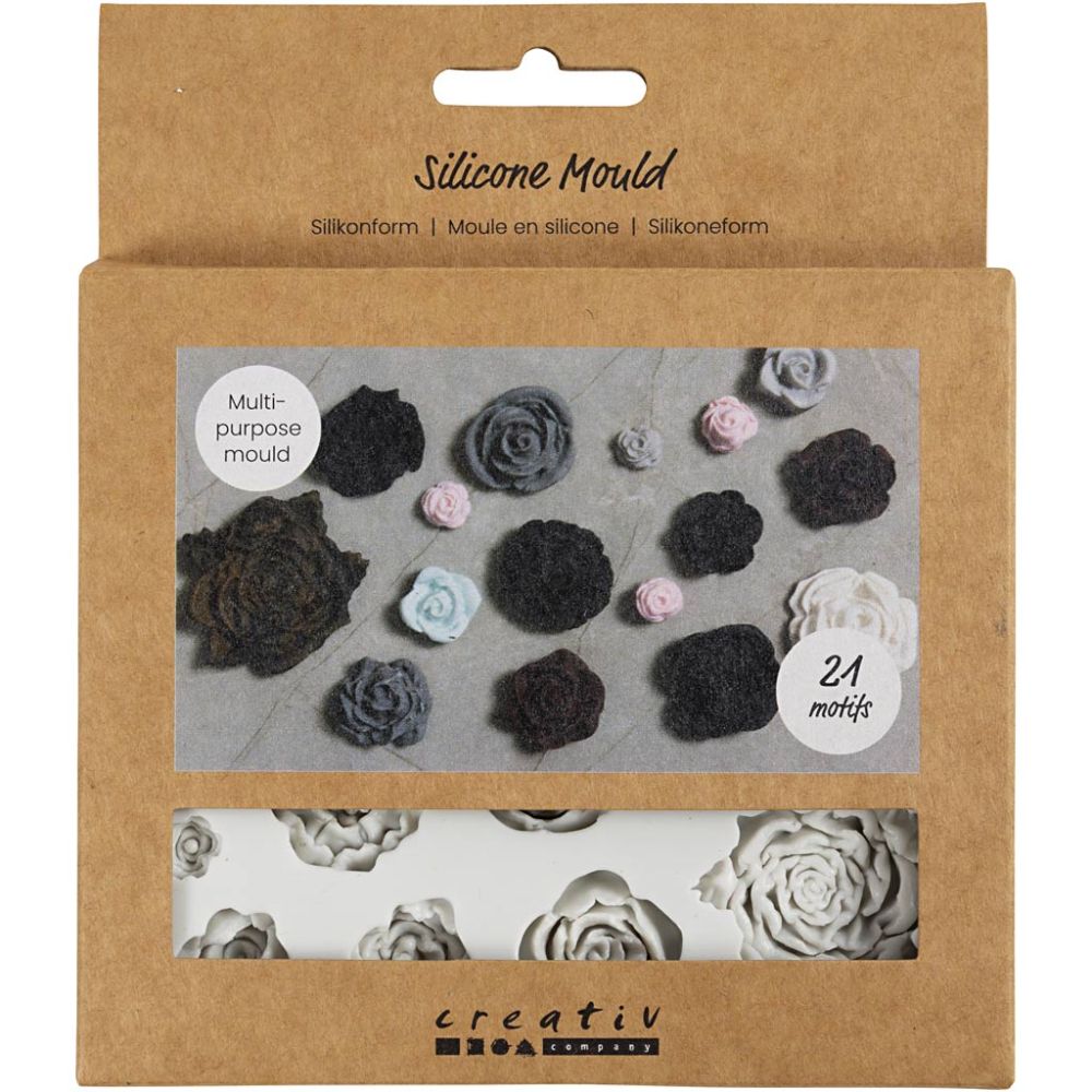 Silicone Mould - Roses Motif Set - For Jewellery, Soap & Resin Casting - 0.8 - 4cm - Home - Crafts