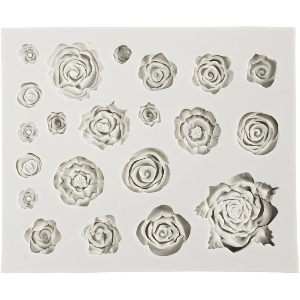 Silicone Mould - Roses Motif Set - For Jewellery, Soap & Resin Casting - 0.8 - 4cm - Home - Crafts