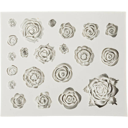 Silicone Mould - Roses Motif Set - For Jewellery, Soap & Resin Casting - 0.8 - 4cm - Home - Crafts