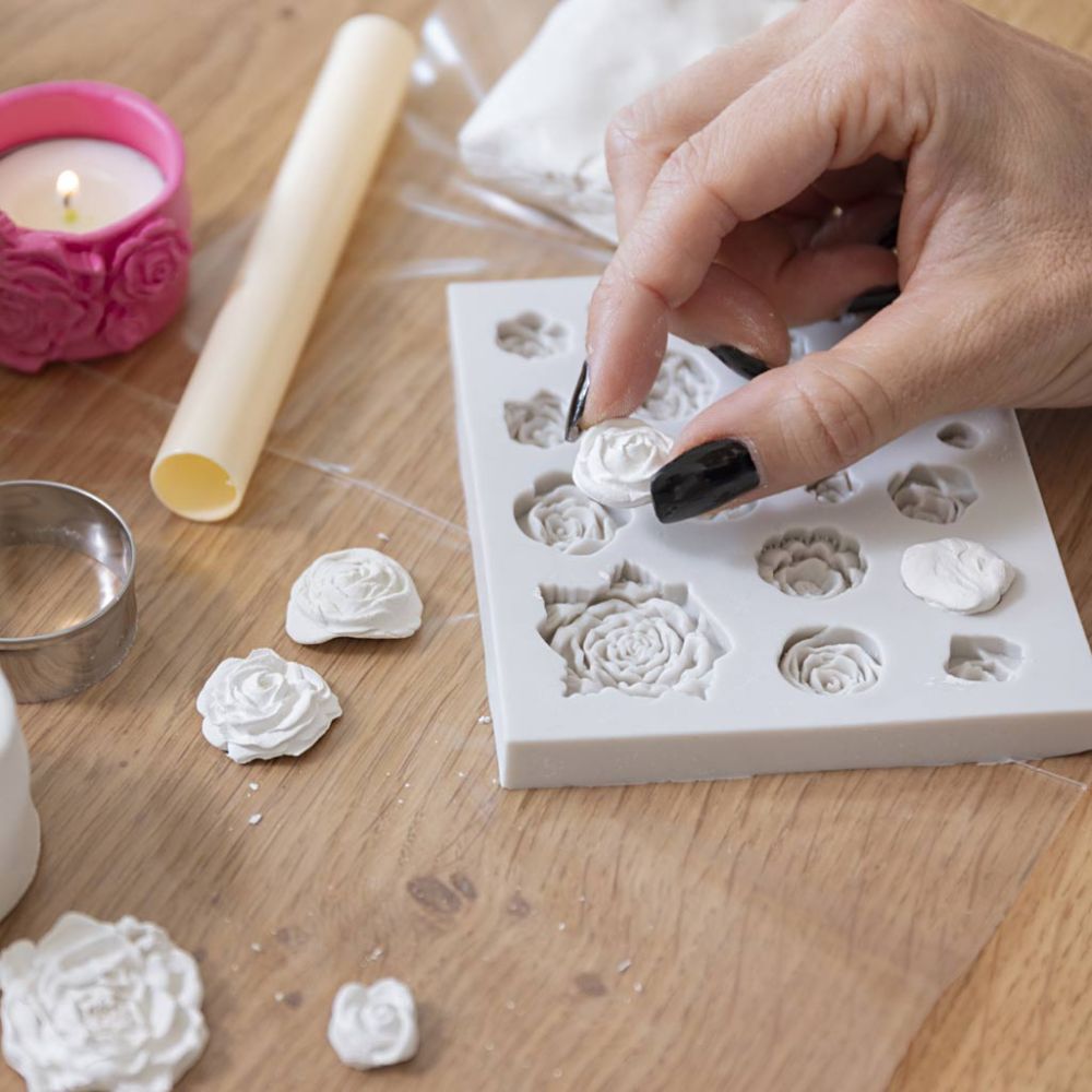 Silicone Mould - Roses Motif Set - For Jewellery, Soap & Resin Casting - 0.8 - 4cm - Home - Crafts