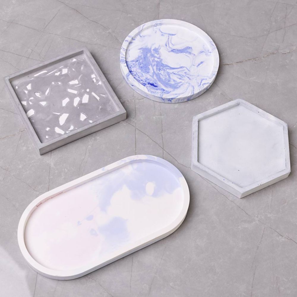 Silicone Mould Set - Square, Circle, Hexagon & Oval Shapes - For Resin & Soap Casting - Home - Crafts
