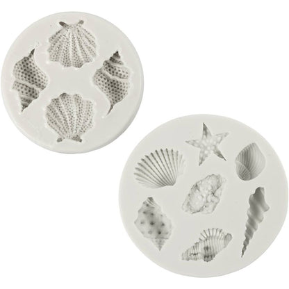 Silicone Mould Set - Starfish, Conch & Shell Motifs - For Jewellery & Soap Casting - Home - Crafts