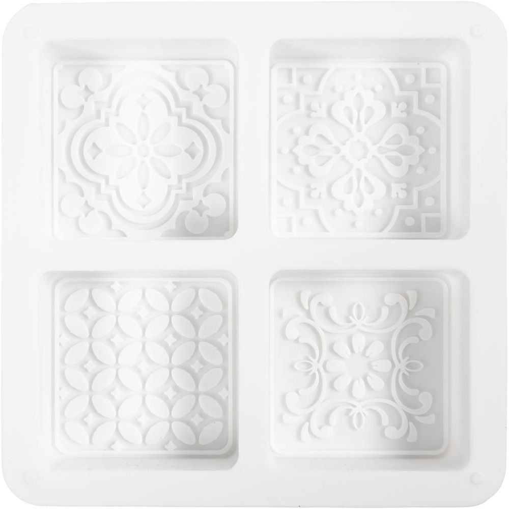 Silicone Mould - Square Graphic Design - 4 Pack for Resin, Soap & Concrete - Home - Crafts