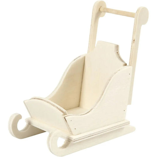 Small Plywood Finished Sleigh With Handle For Christmas Hanging Decorations 9 cm