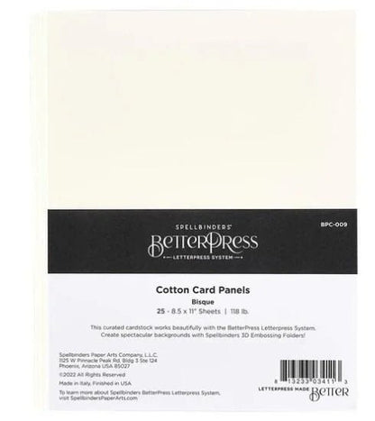 Spellbinders BetterPress Cotton Card Panels 8-1/2 x 11" Sheets Bisque