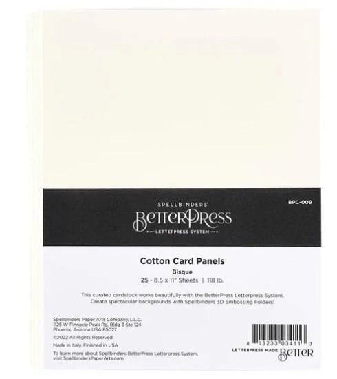 Spellbinders BetterPress Cotton Card Panels 8-1/2 x 11" Sheets Bisque