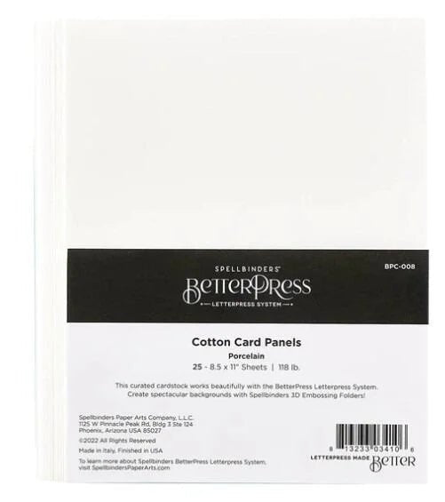 Spellbinders BetterPress Cotton Card Panels 8-1/2 x 11" Sheets Porcelain