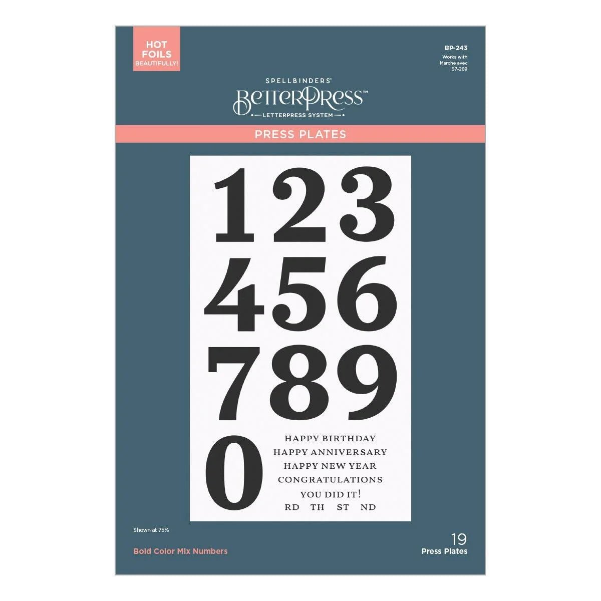 Spellbinders Bold Color Mix Numbers BetterPress Plates & Die Bundle BD-0911 - Home-Crafts