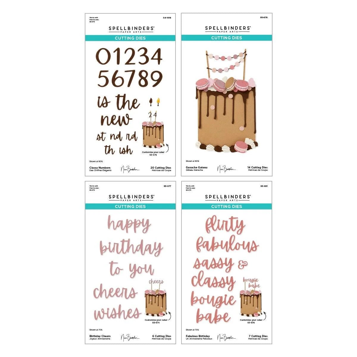 Spellbinders Bougie Birthday Die Bundle - Cake Numbers Sentiments by Nina Boettcher - Home-Crafts