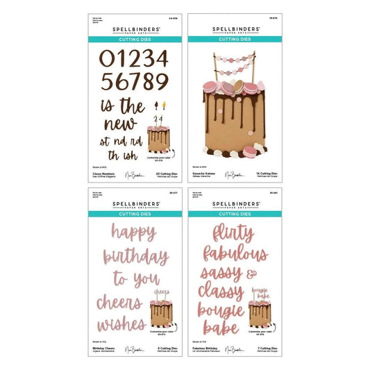 Spellbinders Bougie Birthday Die Bundle - Cake Numbers Sentiments by Nina Boettcher - Home-Crafts