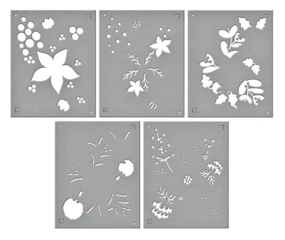 Spellbinders Christmas Florals & Sentiments Die and Stencil Bundle
