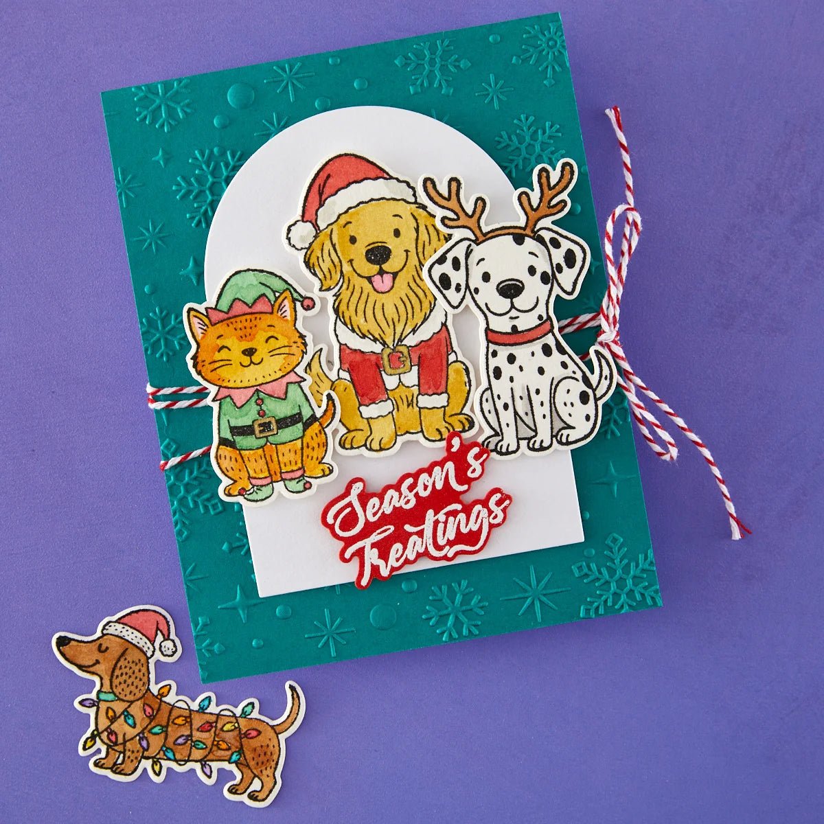 Spellbinders Christmas Pets Stamp and Die Bundle Cats Dogs Punny Cards - Home-Crafts