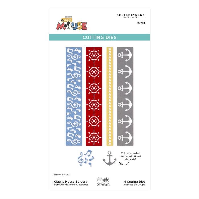 Spellbinders Classic Mouse Borders Etched Dies - 4 Nautical Steamboat Willie Borders for Scrapbooks & Cards - Home-Crafts