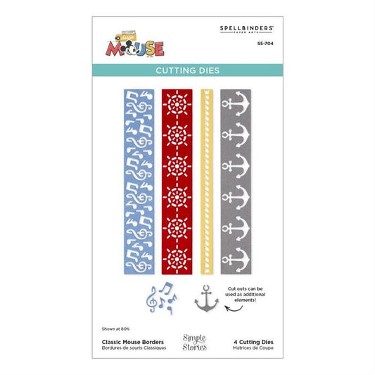 Spellbinders Classic Mouse Borders Etched Dies - 4 Nautical Steamboat Willie Borders for Scrapbooks & Cards - Home-Crafts