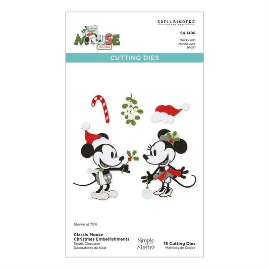 Spellbinders Classic Mouse Christmas Embellishment Dies - 15-Piece Holiday Set with Santa Hats & Candy Canes - Home-Crafts