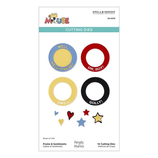 Spellbinders Classic Mouse Frame & Sentiments Etched Dies - 14-Piece Set with Circular Frame & Vintage Phrases - Home-Crafts
