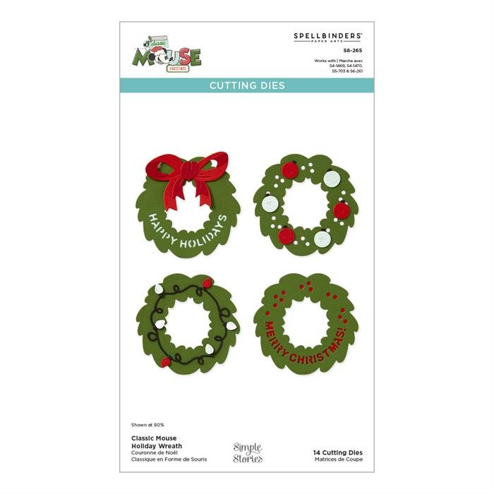 Spellbinders Classic Mouse Holiday Wreath Etched Dies - 14-Piece Customizable Christmas Wreath Die Set - Home-Crafts