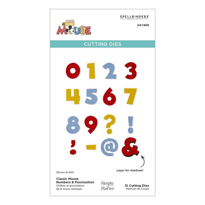 Spellbinders Classic Mouse Numbers & Punctuation Etched Dies - 15-Piece Set for Dates & Sentiments - Home-Crafts