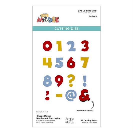 Spellbinders Classic Mouse Numbers & Punctuation Etched Dies - 15-Piece Set for Dates & Sentiments - Home-Crafts