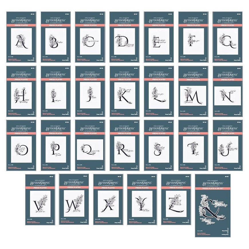 Spellbinders Every Occasion Floral Alphabet BetterPress Bundle