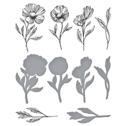 Spellbinders Flower Stems Press Plate & Die Set