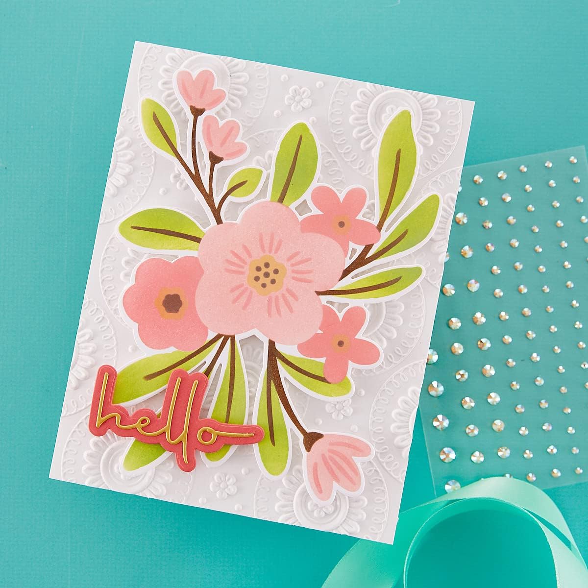 Spellbinders Hello Blooms Stencil & Die Bundle Sentiments Collection