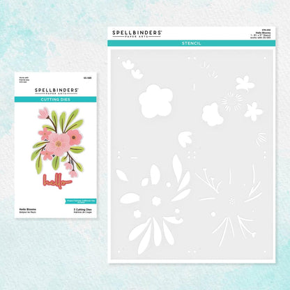 Spellbinders Hello Blooms Stencil & Die Bundle Sentiments Collection
