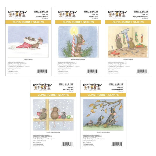 Spellbinders House-Mouse Holiday Friends Bundle Stamps Christmas Halloween - Home-Crafts