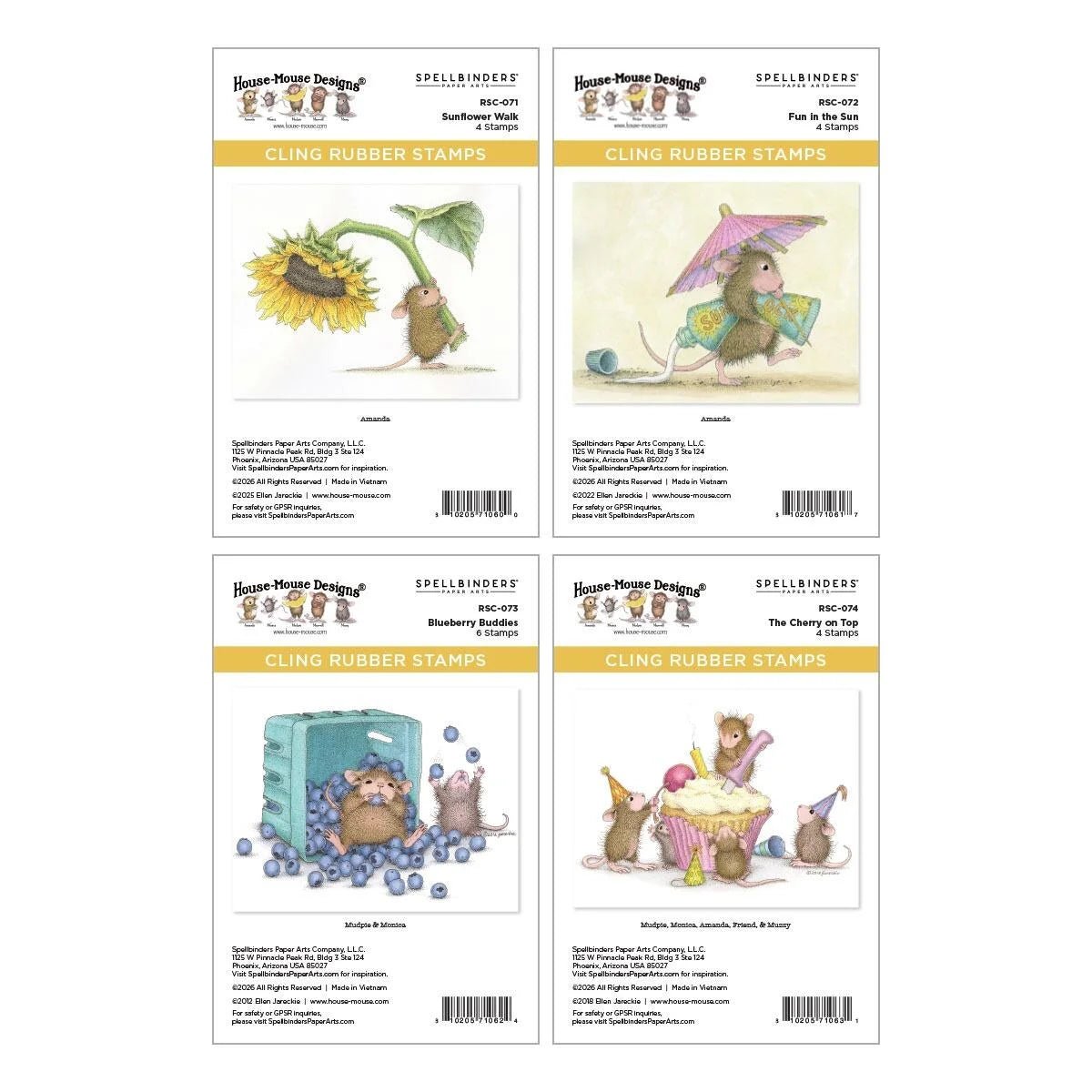 Spellbinders House-Mouse Sunflower Walk Bundle Stamps Friendship Celebration - Home-Crafts