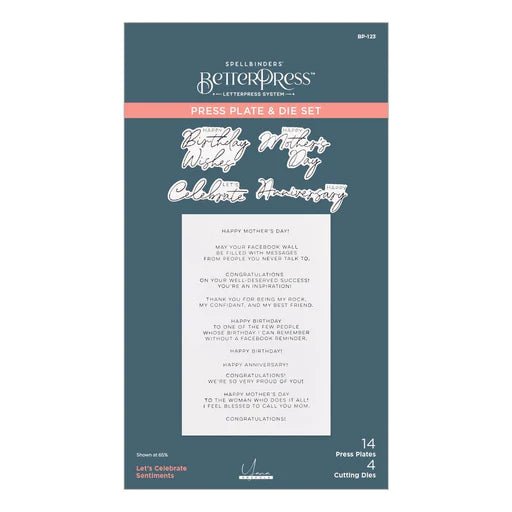 Spellbinders Let's Celebrate Sentiments Press Plate & Die Set - 14 Different Occasion