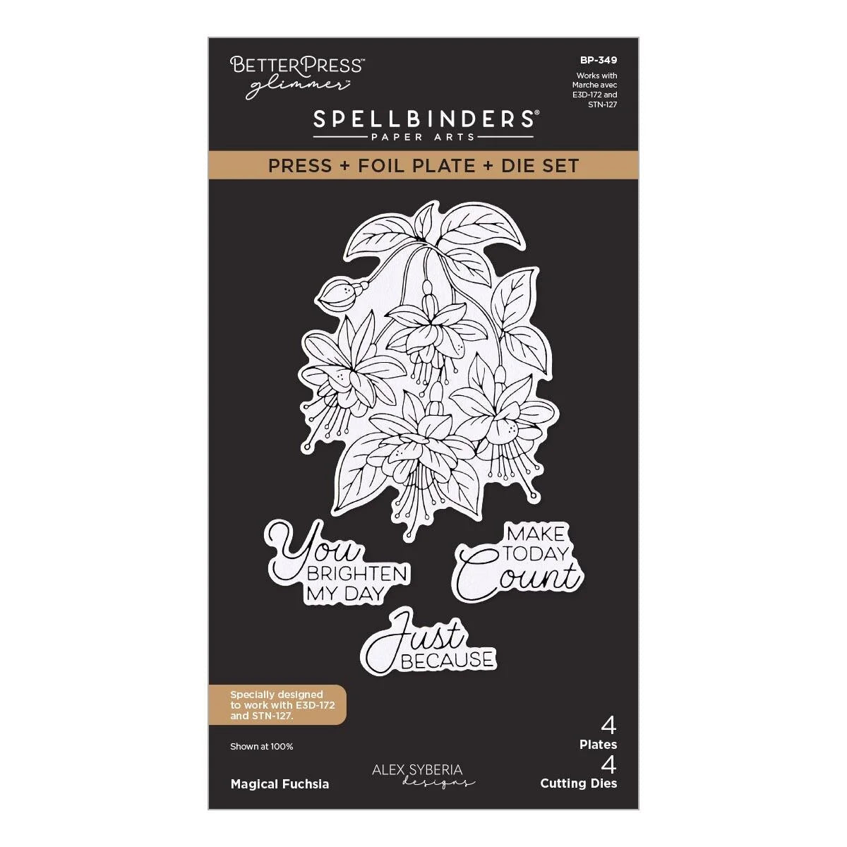 Spellbinders Magical Fuchsia Bundle Embossing Folder Press Die Stencil Set - Home-Crafts