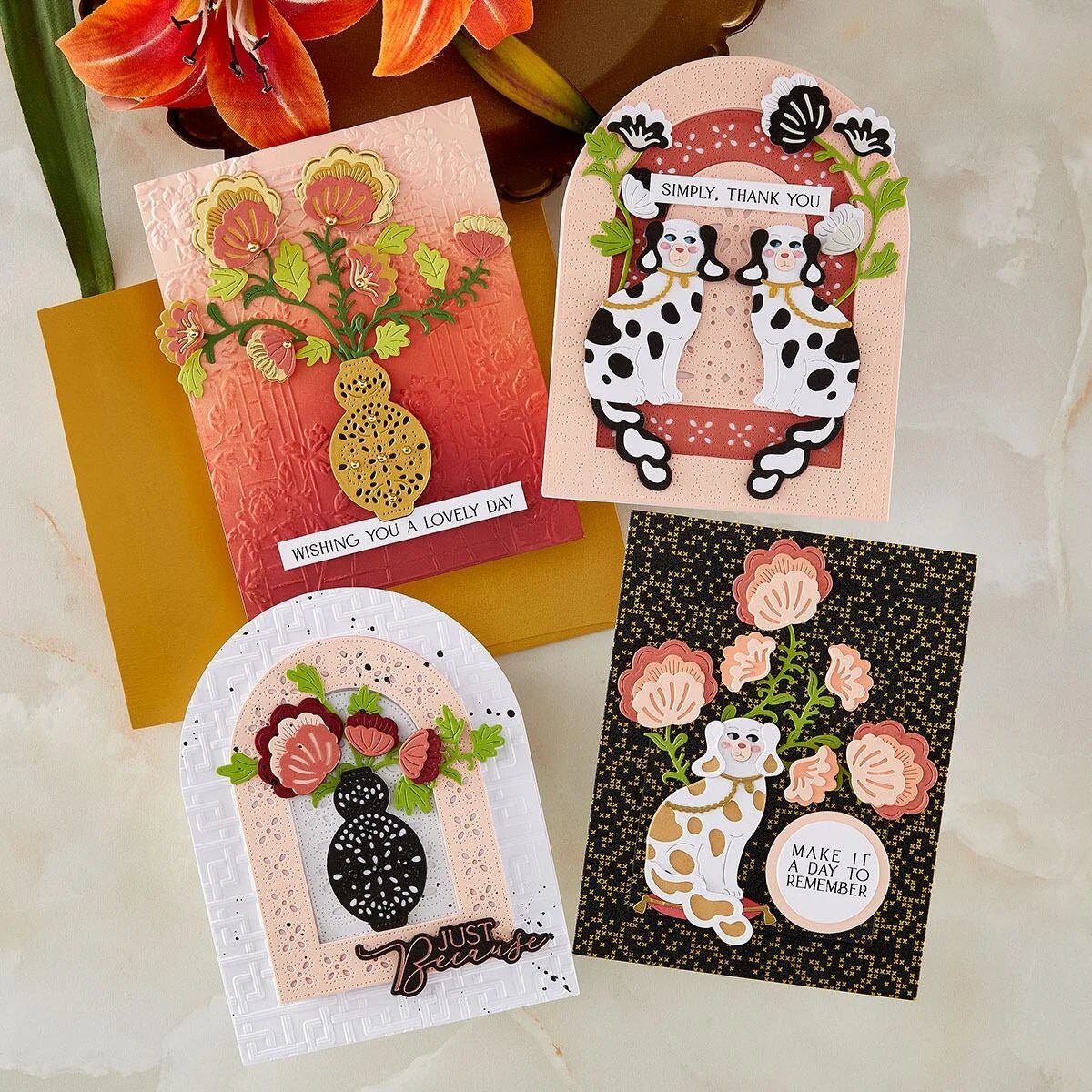 Spellbinders Regal Reflections Dies 3D Folder Stamp Bundle for Cards - Home-Crafts