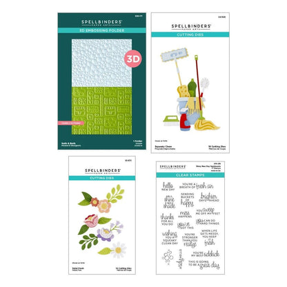 Spellbinders Shiny New Day Bundle Petal Fresh Dies Embossing Folder Stamps - Home-Crafts