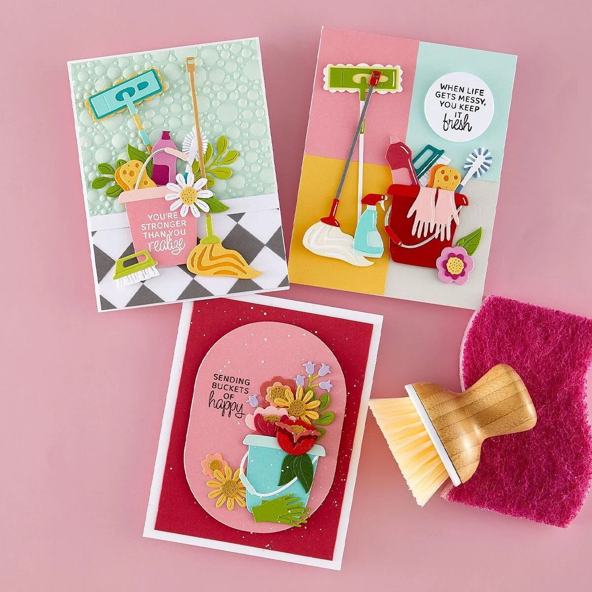 Spellbinders Shiny New Day Bundle Petal Fresh Dies Embossing Folder Stamps - Home-Crafts