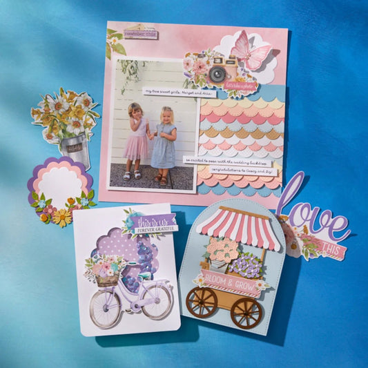 Spellbinders Simple Vintage Flower Shoppe Die Bundle Borders Journal Cards - Home-Crafts